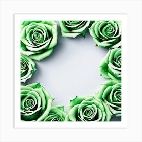 Green Roses In A Circle Art Print