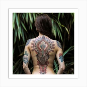 Back Of A Woman With Tattoos 5 Art Print