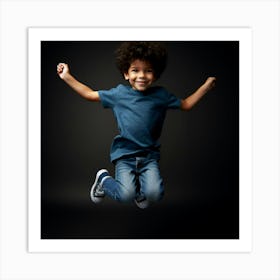 Afro-American Boy Jumping Art Print