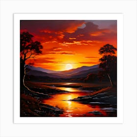 Sunset By The River 1 Art Print