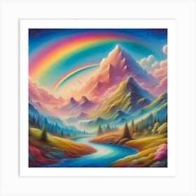 Rainbow Over Mountains Art Print