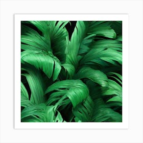 Aesthetic style, Green waves of palm leaf 5 Art Print