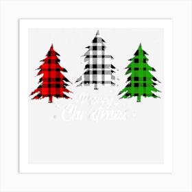 Merry Christmas Tree Buffalo Plaid Red White Green Light Top Art Print