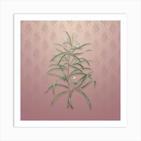 Vintage Narrow Leaf Spider Flower Botanical on Dusty Pink Pattern n.0150 Art Print