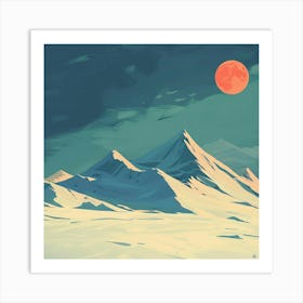 Moon Over The Mountains Art Print