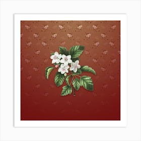 Vintage Sweet Crabapple Botanical on Falu Red Pattern Art Print