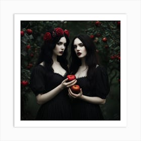 Two Women Holding Apples Art Print