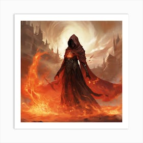 Woman In Flames Art Print