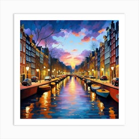 Amsterdam Canal At Dusk 4 Art Print