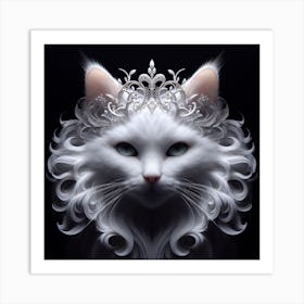 White Cat With Tiara Art Print