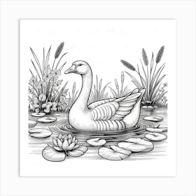 Line Art goose 1 Art Print