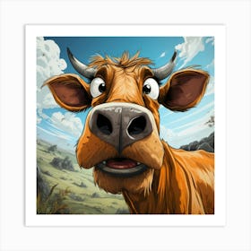 Cow In The Field Poster