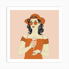 Red Martini Girl - Cocktail 1 Art Print