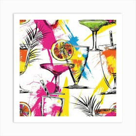 Seamless Pattern With Colorful Drinks 1 Art Print