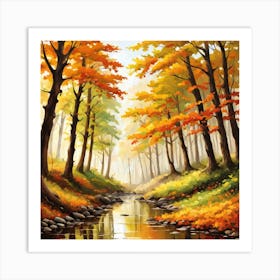 Forest In Autumn In Minimalist Style Square Composition 81 Art Print