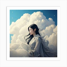 Firefly Girl, Clouds, Ethereal, Dreamy, Surreal, Airy, Mystical, Celestial, Fantasy, Delicate, Grace (10) Art Print