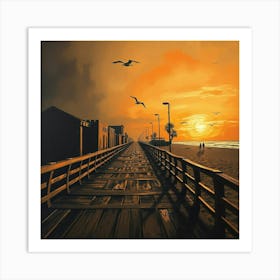 Sunset On The Pier Art Print