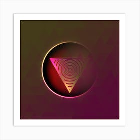Geometric Neon Glyph on Jewel Tone Triangle Pattern 472 Art Print