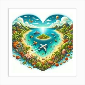 Heart Island Tropical Art Print