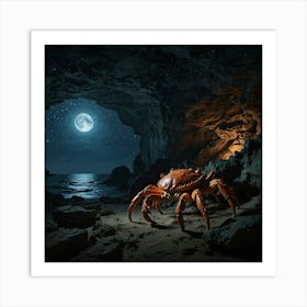 Crab In Cave At Night 5 Art Print