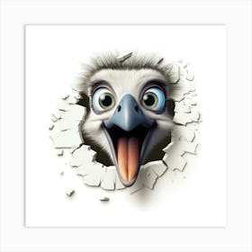 Emu Peeking Through A Hole Art Print