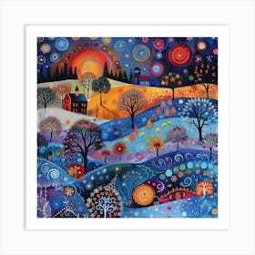 Winter Night Sky Art Print