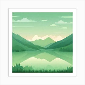 Misty mountains background in green tone 2 Art Print