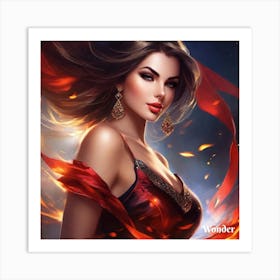 Woman In A Red Dress Art Print