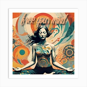 Free Your Mind Yoga Meditation Motivation Art Print