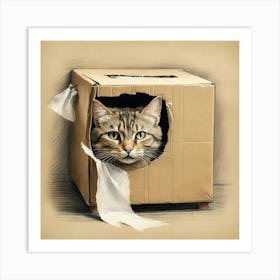 Cat In A Box 21 Art Print