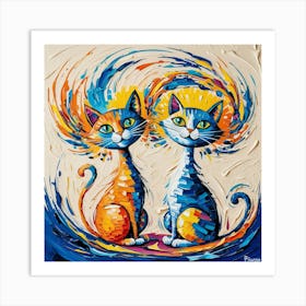 Two Cats 11 Art Print