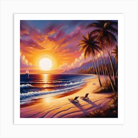 Sunset On The Beach Art Print