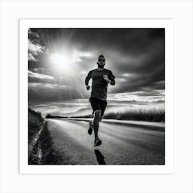 Runner On The Road Art Print