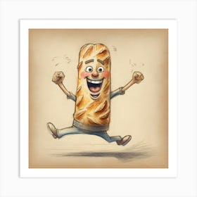 Bread Cartoon Illustration Art Print