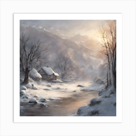 Winter Landscape , Morning Art Print Art Print