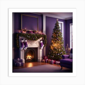 Purple Christmas Art Print