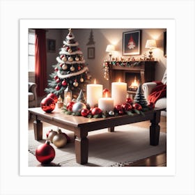 Christmas Decorations On Table In Living Room Mysterious (2) Art Print