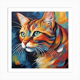 Colorful Cat Painting Art Print