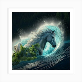 Firefly Wild Stream, Huge Wave, Spray, Transparent, Water Horses, Dynamic, Powerful, Natural, Ethere (9) Art Print