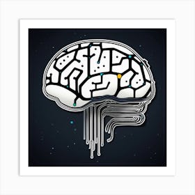 Brain On A Black Background 1 Art Print