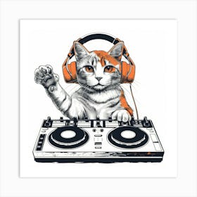 Dj Cat 4 Art Print