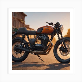 Orange Motorcycle Art Print