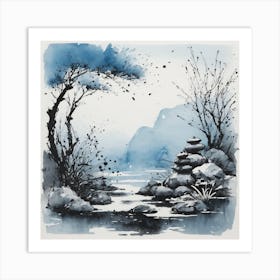 Chinese Watercolour Painting Art Print