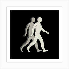 A Minimalist Illustration Of Two Human Figures Art Print