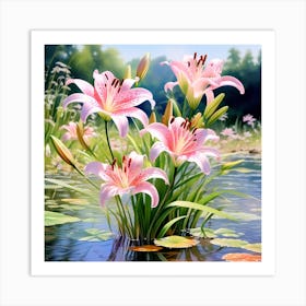 Pink Lilies Art Print