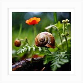 Snail On A Flower 8 Art Print