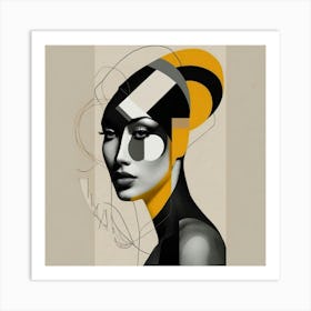 Abstract Woman Canvas Print, Wall Art Deco Minimalist modern art Geometric shapes  Individual patterns human face Art Print