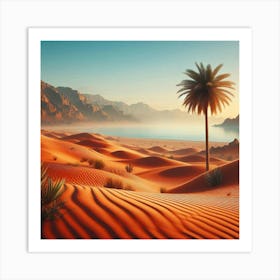 Palm Tree With Sea Art Print