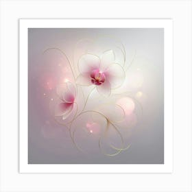 Orchid Flowers On A Gray Background Art Print