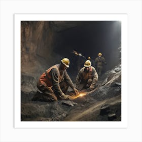 Mine Workers In A Mine 1 Art Print